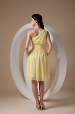 One Shoulder Knee-length Daffodil Chiffon Bridesmaid Dress