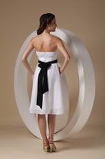 Simple Pretty Bridesmaid White Chiffon Skirt With Black Sash