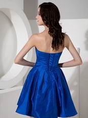 Handmade Flower Decorate Cobalt Blue Short Bridesmaid Dress