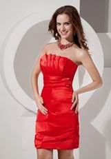 Scarlet Column Strapless Mini-length Dress For Bridesmaid