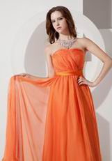 Sun Orange Chiffon Designer Bridesmaid Dresses 2014