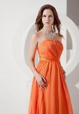 Sun Orange Chiffon Designer Bridesmaid Dresses 2014