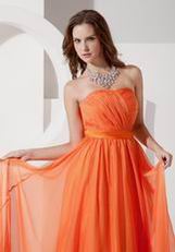 Sun Orange Chiffon Designer Bridesmaid Dresses 2014