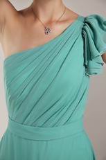 One Shoulder Turquoise Long Junior Bridesmaid Dress