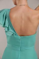 One Shoulder Turquoise Long Junior Bridesmaid Dress