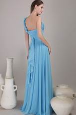 One Shoulder Baby Blue Chiffon Bridesmaid Dress For Cheap