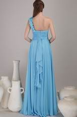 One Shoulder Baby Blue Chiffon Bridesmaid Dress For Cheap