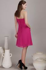 Deep Rose One Shoulder With Hand Flowers Bridesmaid Dress