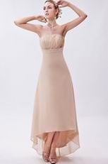 Strapless Asymmetrical Bisque High Low Bridesmaid Dress