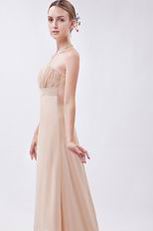 Strapless Asymmetrical Bisque High Low Bridesmaid Dress