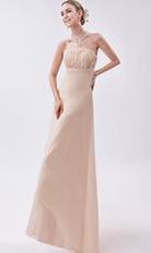 Strapless Asymmetrical Bisque High Low Bridesmaid Dress