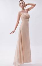 Strapless Asymmetrical Bisque High Low Bridesmaid Dress