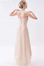 Strapless Asymmetrical Bisque High Low Bridesmaid Dress