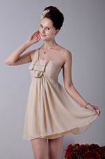 Cheap One Shoulder Champagne Chiffon Bridesmaid Dress