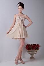 Cheap One Shoulder Champagne Chiffon Bridesmaid Dress