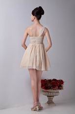 Cheap One Shoulder Champagne Chiffon Bridesmaid Dress