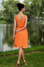 Outdoor Wedding Party Orange Bridesmaid Dress 2014