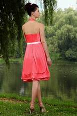 Pretty Halter Pink Bridesmaid Dress With Ribbon On Sale