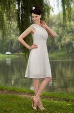 Affordable One Shoulder Free Shipping Grey Bridesmaid Dress