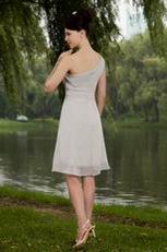 Affordable One Shoulder Free Shipping Grey Bridesmaid Dress