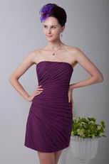 Pretty Strapless Wedding Party Bridesmaid Dress Purple