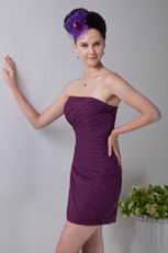 Pretty Strapless Wedding Party Bridesmaid Dress Purple