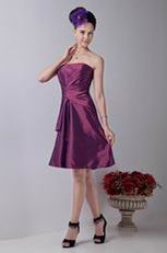 Strapless Plum Taffeta Vintage Bridesmaid Dresses