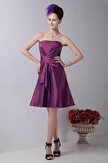 Strapless Plum Taffeta Vintage Bridesmaid Dresses