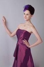 Strapless Plum Taffeta Vintage Bridesmaid Dresses