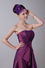 Strapless Plum Taffeta Vintage Bridesmaid Dresses