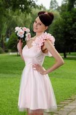 Inexpensive Baby Pink Bridal Party Bridesmaid Wear