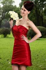 Sweetheart Wine Red Junior Short Wedding Bridesmaid Dress