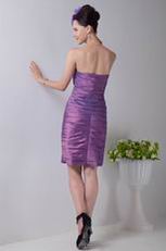 Pleated Sheath Plum Taffeta Junior Bridesmaid Dress Online