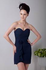 Simple Navy Blue Chiffon Short Bridesmaid Dress Under 100