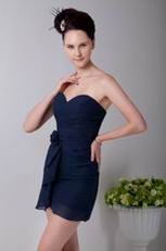 Simple Navy Blue Chiffon Short Bridesmaid Dress Under 100