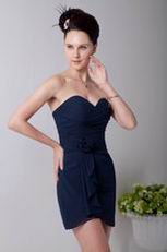 Simple Navy Blue Chiffon Short Bridesmaid Dress Under 100