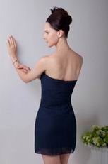 Simple Navy Blue Chiffon Short Bridesmaid Dress Under 100