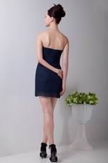 Simple Navy Blue Chiffon Short Bridesmaid Dress Under 100