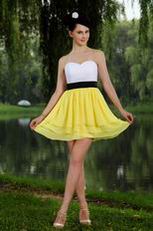 Cute White And Yellow Prom Bridesmaid Dress Under 100