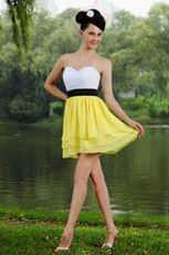 Cute White And Yellow Prom Bridesmaid Dress Under 100