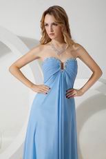 Floor Length Baby Blue Chiffon Dress For Bridesmaid