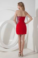 Sexy Appliqued Column Mini Red Bridesmaid Dress