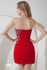 Sexy Appliqued Column Mini Red Bridesmaid Dress