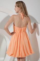 Halter Mini Orange Chiffon Junior Bridesmaid Dresses