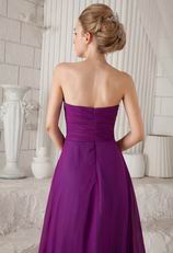 Strapless Dark Purple Chiffon Long Bridesmaide Dress
