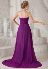 Strapless Dark Purple Chiffon Long Bridesmaide Dress