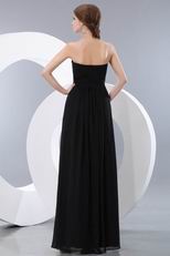 Strapless Rosette Empire Black Chiffon Long Bridesmaid Dress