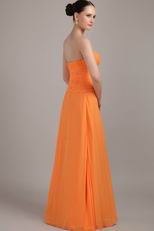 Strapless Orange Chiffon Long Bridesmaid Dress For Girl