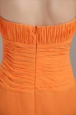 Strapless Orange Chiffon Long Bridesmaid Dress For Girl