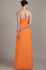 Strapless Orange Chiffon Long Bridesmaid Dress For Girl